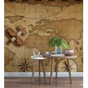 Ver imagem 3 de Papel de Parede Mapa Mundi Rosa dos Ventos Para Sala e Escritório