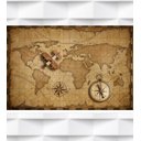 Ver imagem 1 de Papel de Parede Mapa Mundi Rosa dos Ventos Para Sala e Escritório