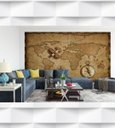 Ver imagem 2 de Papel de Parede Mapa Mundi Rosa dos Ventos Para Sala e Escritório