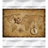 Papel de Parede Foto Mural Mapa Mundi Rosa dos Ventos + Kit de Aplicação Completo - 3