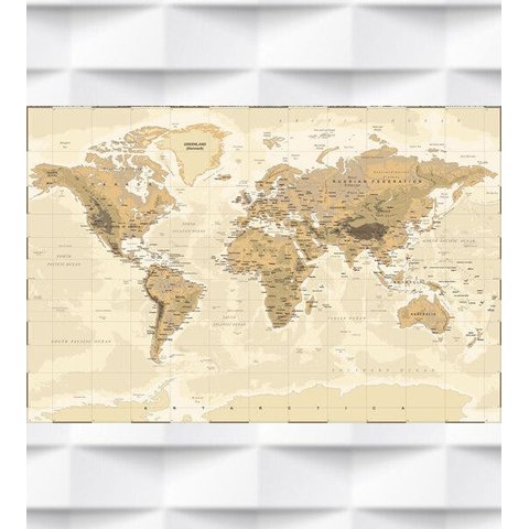 Papel de Parede Mapa Mundi Demográfico Para Sala e Escritório
