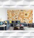 Ver imagem 2 de Papel de Parede Mapa Mundi Monstros do Oceano Para Sala e Escritório