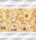 Ver imagem 1 de Papel de Parede Mapa Mundi Monstros do Oceano Para Sala e Escritório
