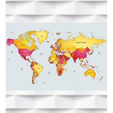 Papel de Parede Mapa Mundi Nomes Para Sala e Escritório