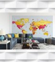 Ver imagem 2 de Papel de Parede Mapa Mundi Nomes Para Sala e Escritório