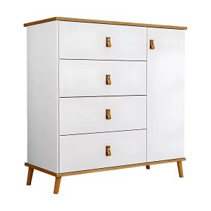 Cômoda Jujuba Mdf Premium 4 Gavetas Porta Sapateira Moderna:branco