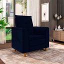 Ver imagem 2 de Poltrona Decorativa Estofada Confortável Sala Atenas Veludo:azul Marinho