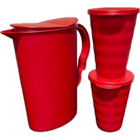 Tupperware Kit 3 Peças Jarra e Copos Murano Pimenta
