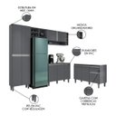 Ver imagem 3 de Cozinha Compacta Vanessa e Balcão Gabinete sem Tampo Tatiane 120cm Cinza - Ajl Móveis