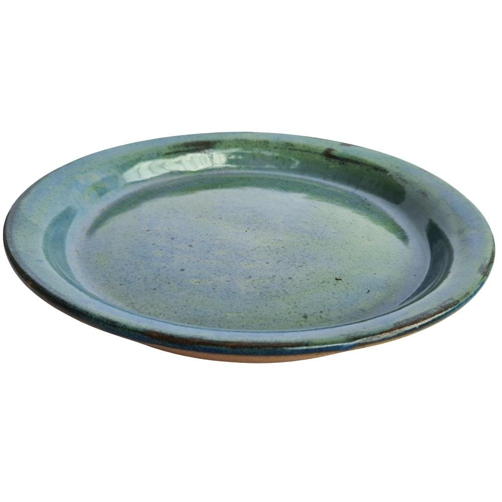 Prato com aba Azul esverdeado de cerâmica artesanal - 1
