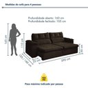 Ver imagem 6 de Sofá Toronto 4 Lugares Retrátil e Reclinável 290cm Veludo Marrom Kc Rei de Casa
