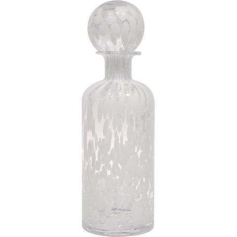 Garrafa Decorativa 35x12x12cm Vidro Branco com Tampa Messina