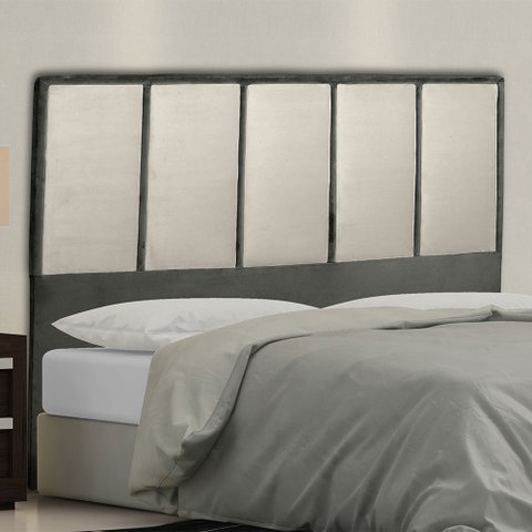 Cabeceira Cama Box Queen Napoli 160 Cm Suede Cinza e Bege Claro - MV Estofados Shop