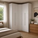 Ver imagem 1 de Guarda Roupa de Canto Safira 5 Portas de Bater 6 Gavetas MDF Neve 164.9cm
