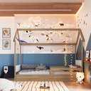 Ver imagem 1 de Cama Infantil Montessoriana Casinha Marrom e Branca - Completa Móveis