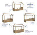 Ver imagem 4 de Cama Infantil Montessoriana Casinha Marrom e Branca - Completa Móveis