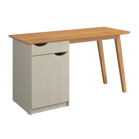 Mesa / Escrivaninha Pr Estilo Retrô Moderno Cor Off White / Cinamomo Pt