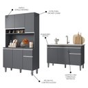 Ver imagem 3 de Cozinha Compacta Márcia e Balcão Gabinete com Pia Tatiane 120cm Cinza - AJL Móveis