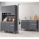 Ver imagem 1 de Cozinha Compacta Márcia e Balcão Gabinete com Pia Tatiane 120cm Cinza - AJL Móveis