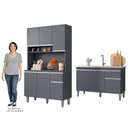 Ver imagem 5 de Cozinha Compacta Márcia e Balcão Gabinete com Pia Tatiane 120cm Cinza - AJL Móveis