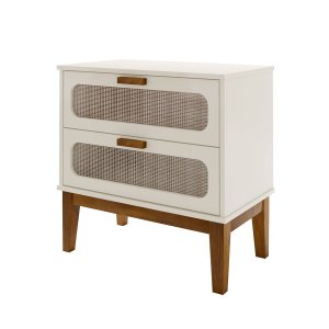Mesinha de Cabeceira Retro Alto Padrão Estilo Europeu Santorini 60cm Off White