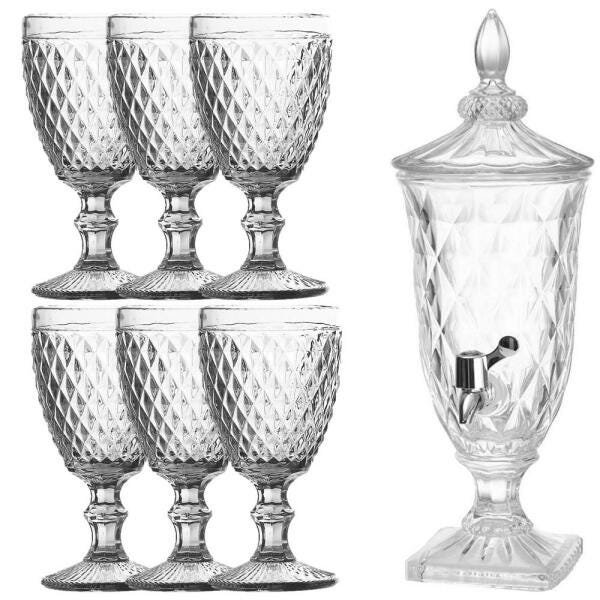 Conjunto Suqueira Diamond 1,8L e 6 Taças Diamond Transparente - 1