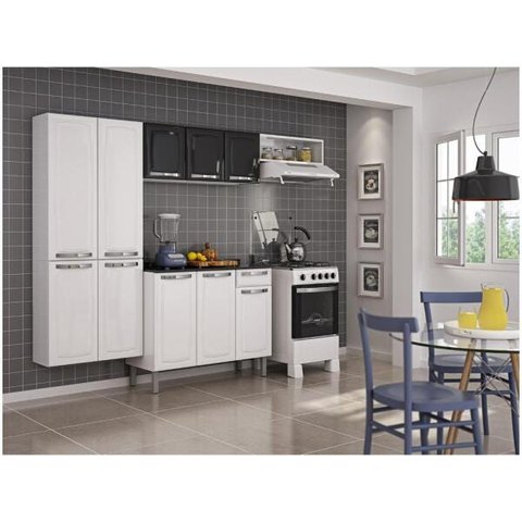 Cozinha Itatiaia Rose Compacta 4 Pecas Preto e Gabinete Branco