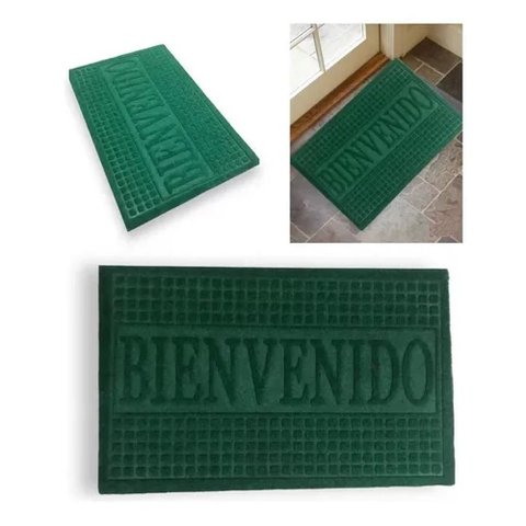 Tapete Pvc Bem Vindo Capacho Emborrachado Aveludado Entrada Portas de Loja Apartamentoverde