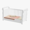 Ver imagem 2 de Berço Mini Cama Lara Carolina Baby Branco Brilho Grade Fixa 3 em 1 Flex