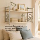 Ver imagem 4 de Prateleira Decorativa 70cm Branca com Suporte Estilo Industrial Prata Prateado Cromado Suspensa