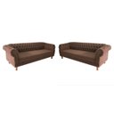 Ver imagem 1 de Dois Sofás Chesterfield Capitone Duque Suede Marrom 2,00cm