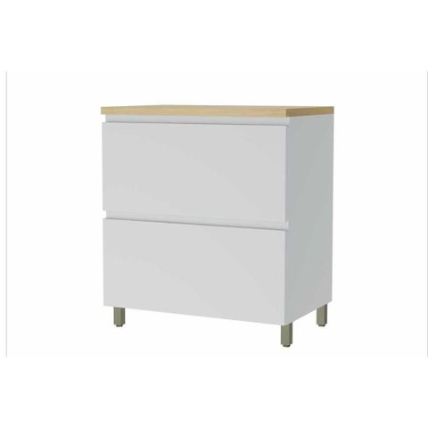 Gabinete de Cozinha Modulado Balcão Rainha 1 Porta Basculante e 1 Gaveta C- Tampo 80cm Branca-