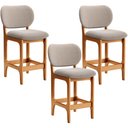 Ver imagem 1 de Kit 03 Banquetas Baixa Bar Cozinha e Sala de Jantar Fixa Betta L02 Imbuia Bouclê Bege - Lyam Decor