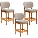 Ver imagem 1 de Kit 03 Banquetas Baixa Bar Cozinha e Sala de Jantar Fixa Betta L02 Imbuia Bouclê Bege - Lyam Decor