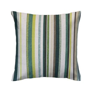 Capa de almofada VivaIN listrado linho verde com cru