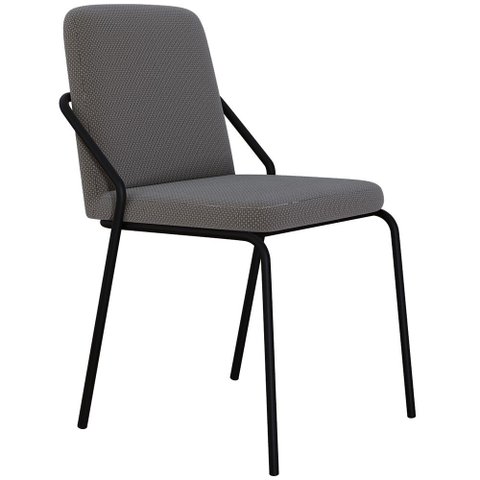 Cadeira Estofada para Sala de Jantar Loft Preto C01 Linho Fendi Cinza - Lyam Decor