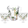 Cj Jarra 1,3 Litros C/6 Taças 240ml de Cristal Palm Hand Painting Lyor - 1