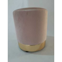 Kit 2 Puff Rosa com Rodapé Dourado - 3