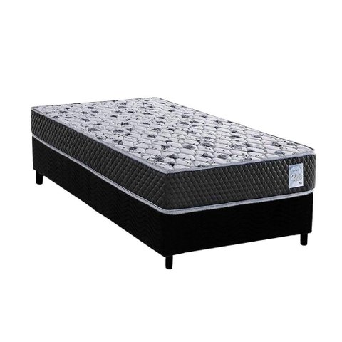 Conjunto Box Solteiro: Colchão Anatômico Herval Compact Ag 65 / Ag Biello + Base Crc Suede Black (