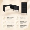 Ver imagem 3 de Kit Mesa de Costura 3 Gavetas 4 Nichos com Estante Retrô Multimóveis MP6107 Preto