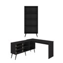 Ver imagem 5 de Kit Mesa de Costura 3 Gavetas 4 Nichos com Estante Retrô Multimóveis MP6107 Preto