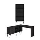 Ver imagem 2 de Kit Mesa de Costura 3 Gavetas 4 Nichos com Estante Retrô Multimóveis MP6107 Preto