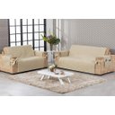 Ver imagem 1 de Kit Jogo Capa Para Sofá 2 E 3 Lugares Com Laço Bege