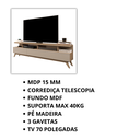 Ver imagem 6 de Rack para TV Grande com Gavetas Vivare Wood 1,80 m - Branco Acetinado