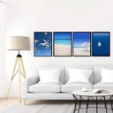 Ver imagem 2 de Kit 4 Quadros Decorativos Praia Azul 45x34cm:madeira Branca