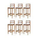 Ver imagem 2 de Kit 6 Banquetas Madeira Area Gourmet Estofadas com Encosto:Mel com Sintetico Off White