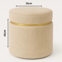 Ver imagem 3 de Puff Redondo com Cinta Dourada Superior Bege Linho