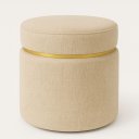 Ver imagem 2 de Puff Redondo com Cinta Dourada Superior Bege Linho