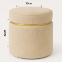 Ver imagem 4 de Puff Redondo com Cinta Dourada Superior Bege Linho