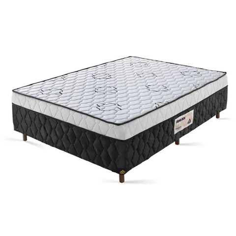 Cama Box Casal Ortopédica 138x188x52cm Preto/branco - Suporta até 160kg por Pessoa